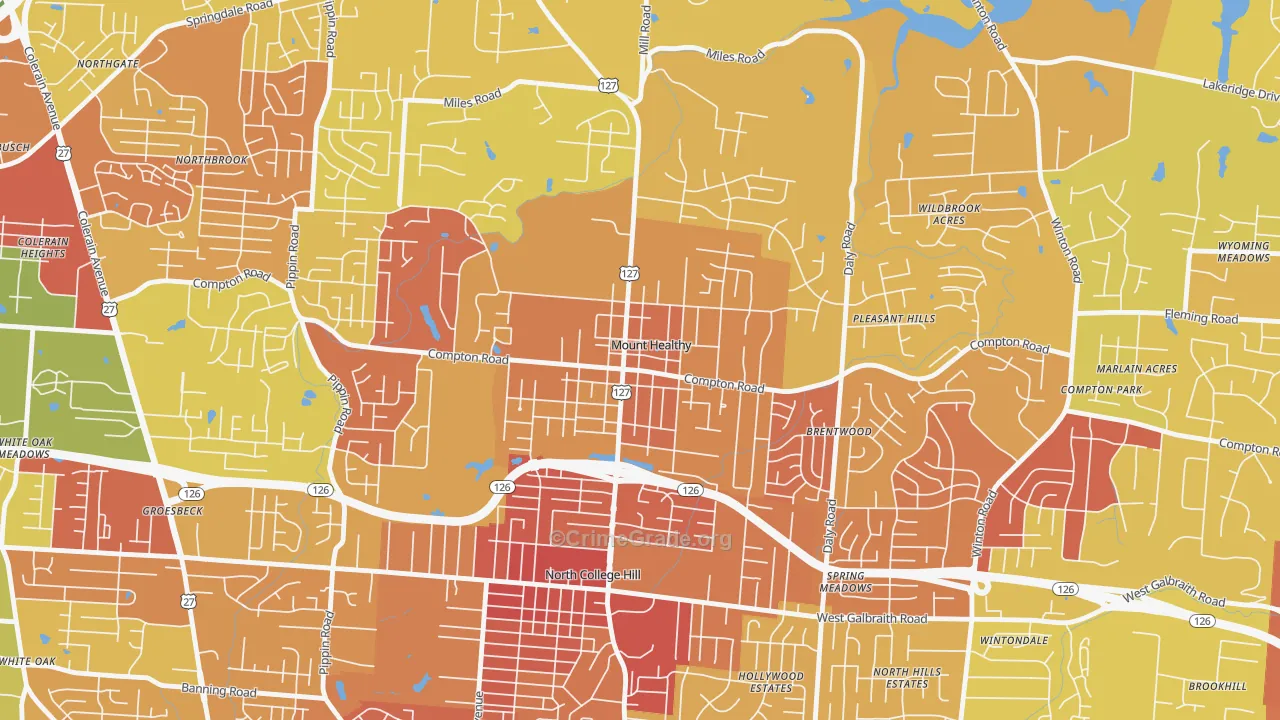Mount Healthy, OH Map of Vandalism Rates