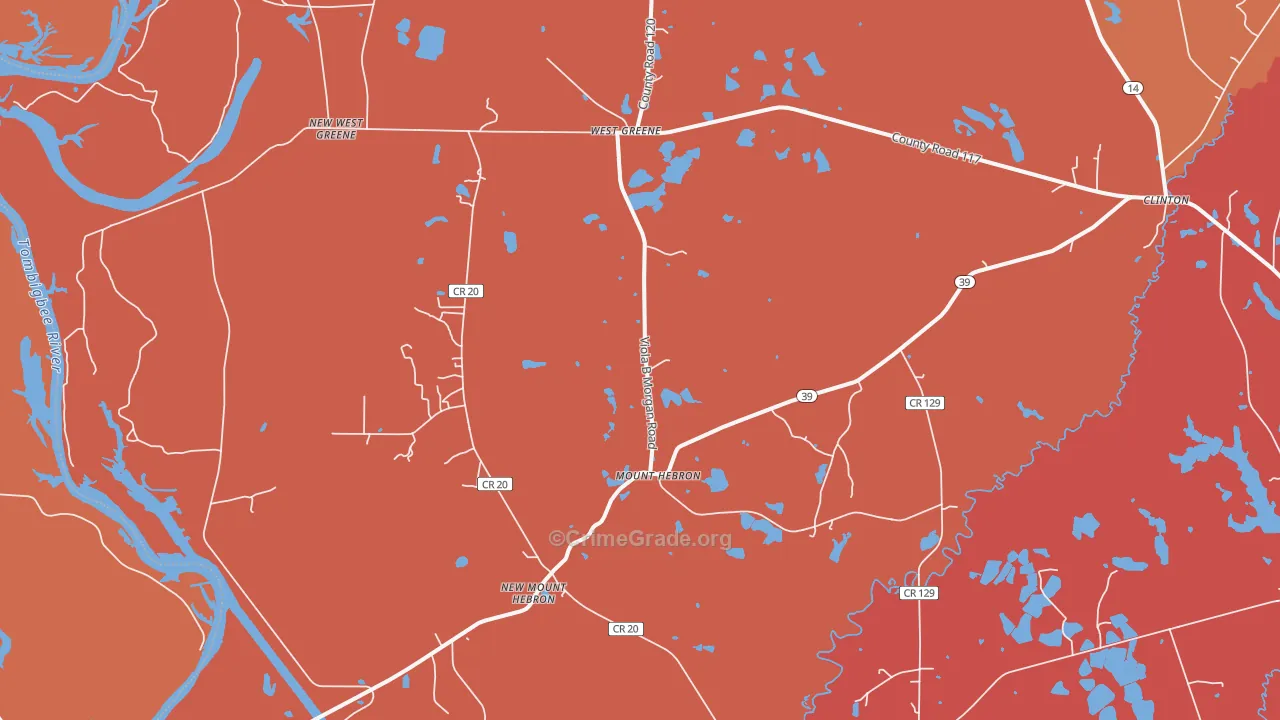 Mount Hebron, AL Map of Vandalism Rates