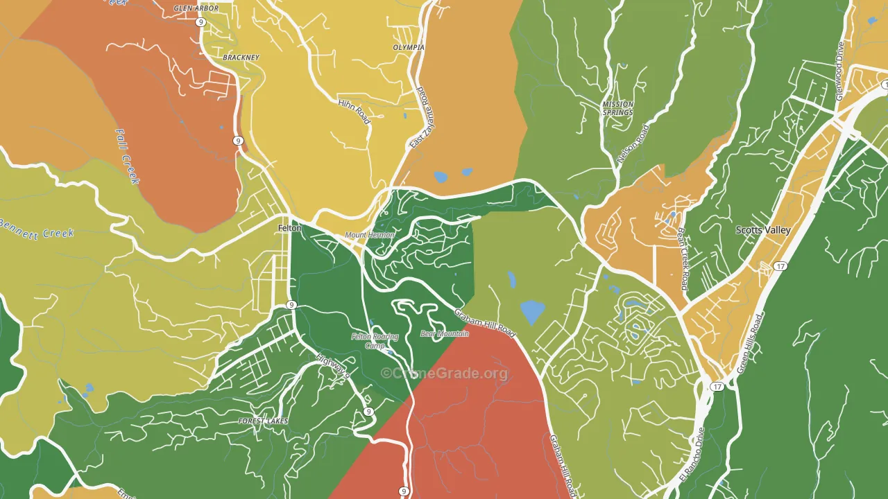 Mount Hermon, CA Map of Vandalism Rates