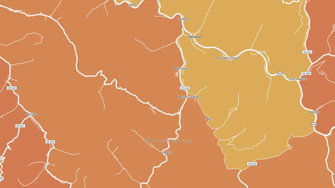Mount Heron, VA Map of Vandalism Rates