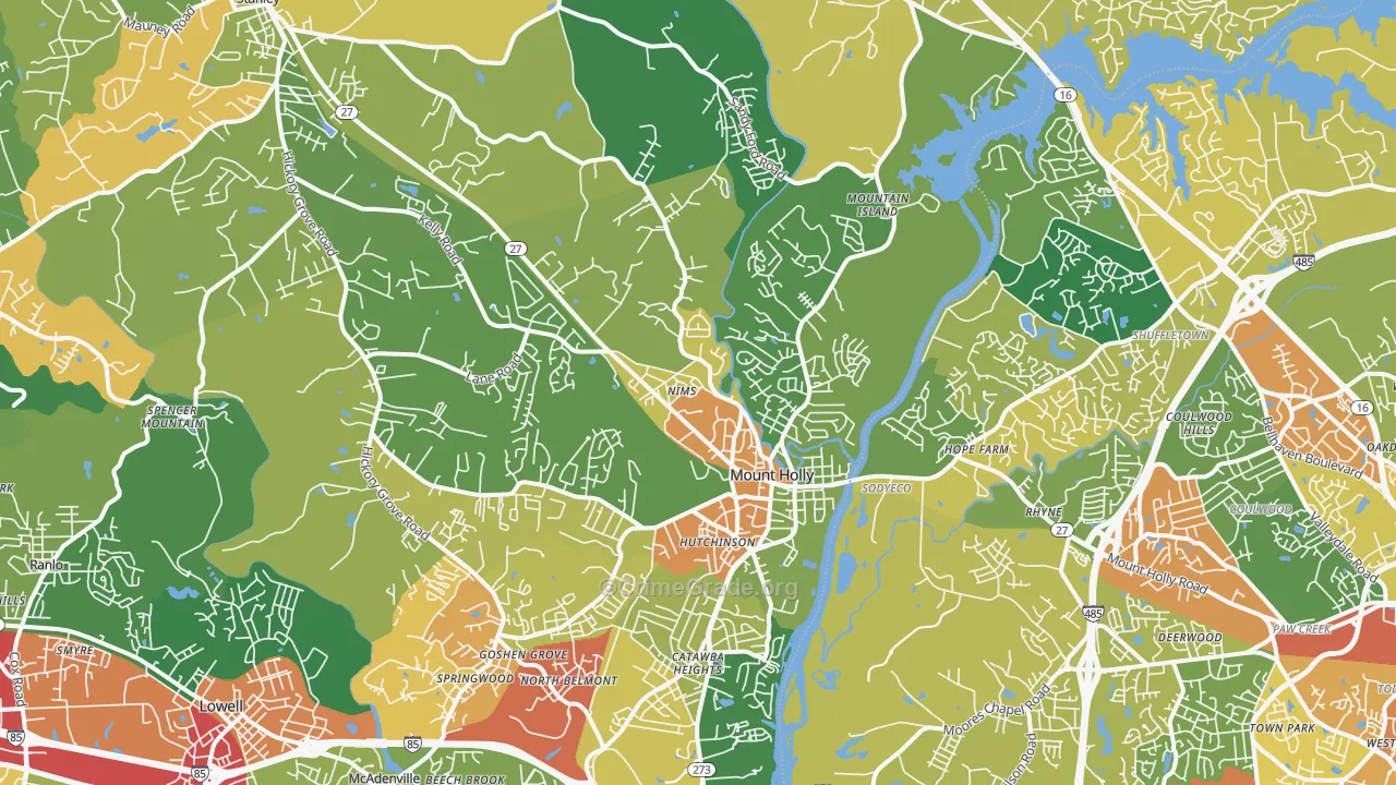 Mount Holly, NC Map of Vandalism Rates