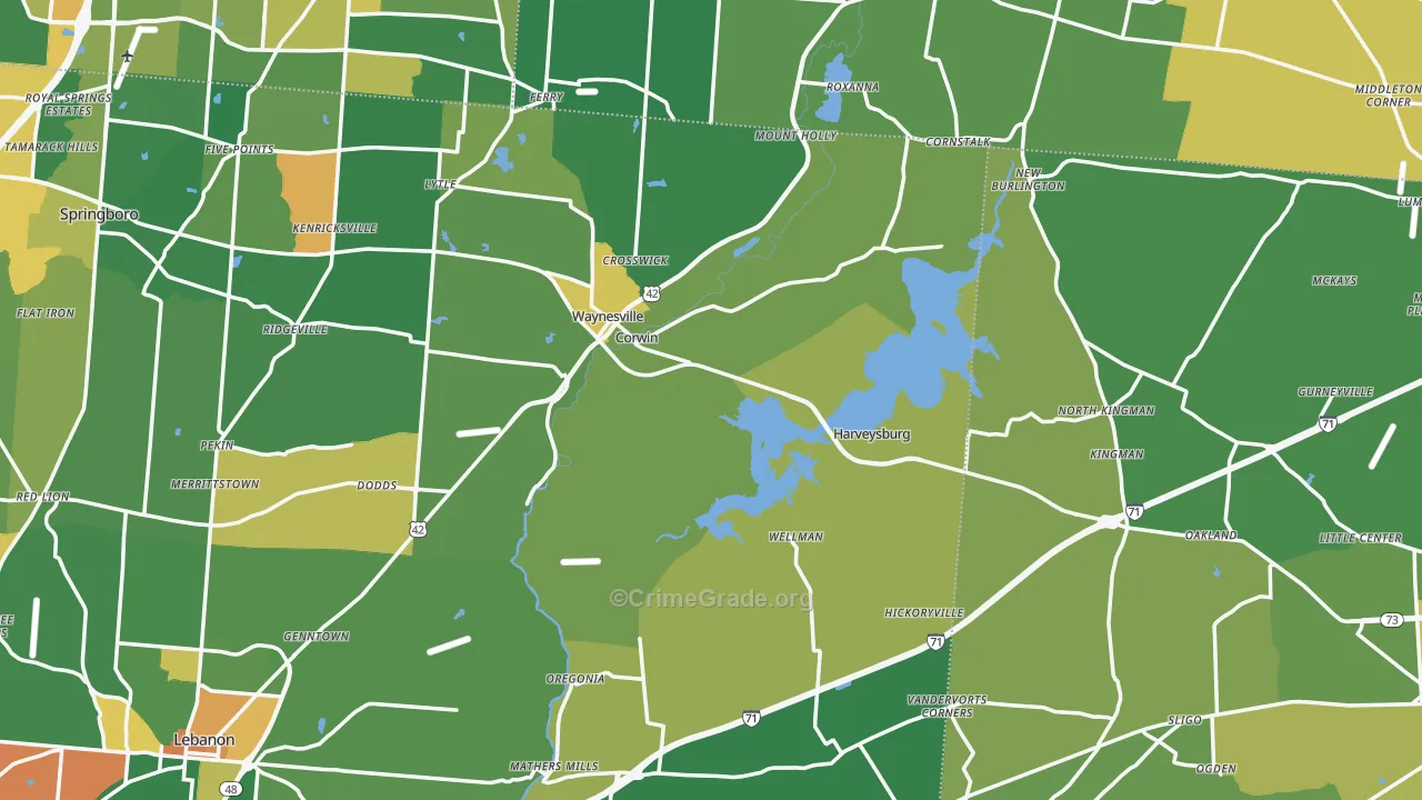 Mount Holly, OH Map of Vandalism Rates