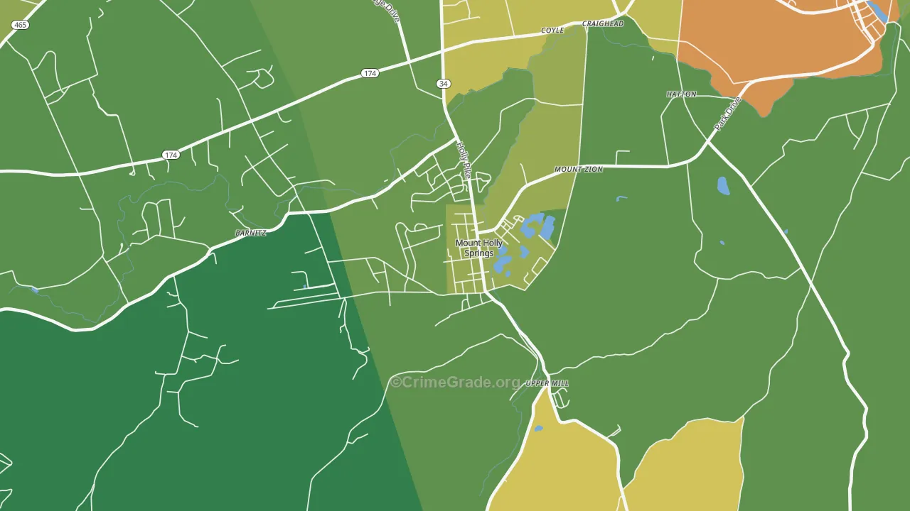 Mount Holly Springs, PA Map of Vandalism Rates