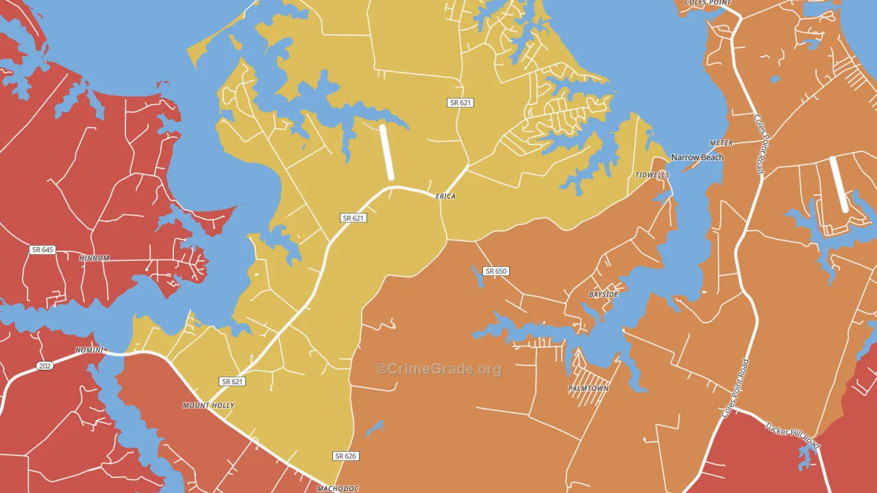 Mount Holly, VA Map of Vandalism Rates