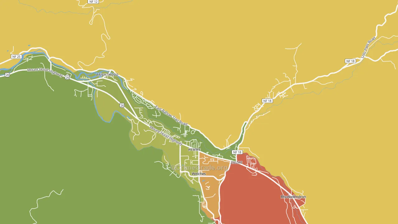 Mount Hood Village, OR Map of Vandalism Rates