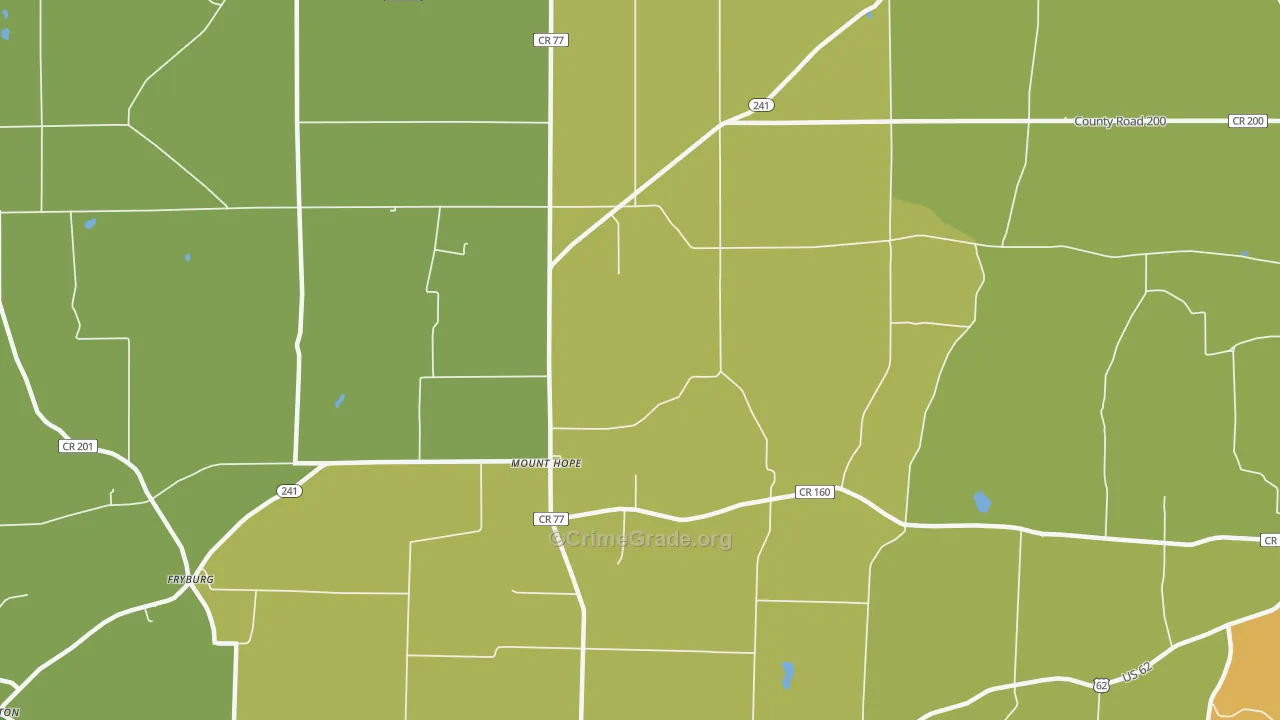 Mount Hope, OH Map of Vandalism Rates