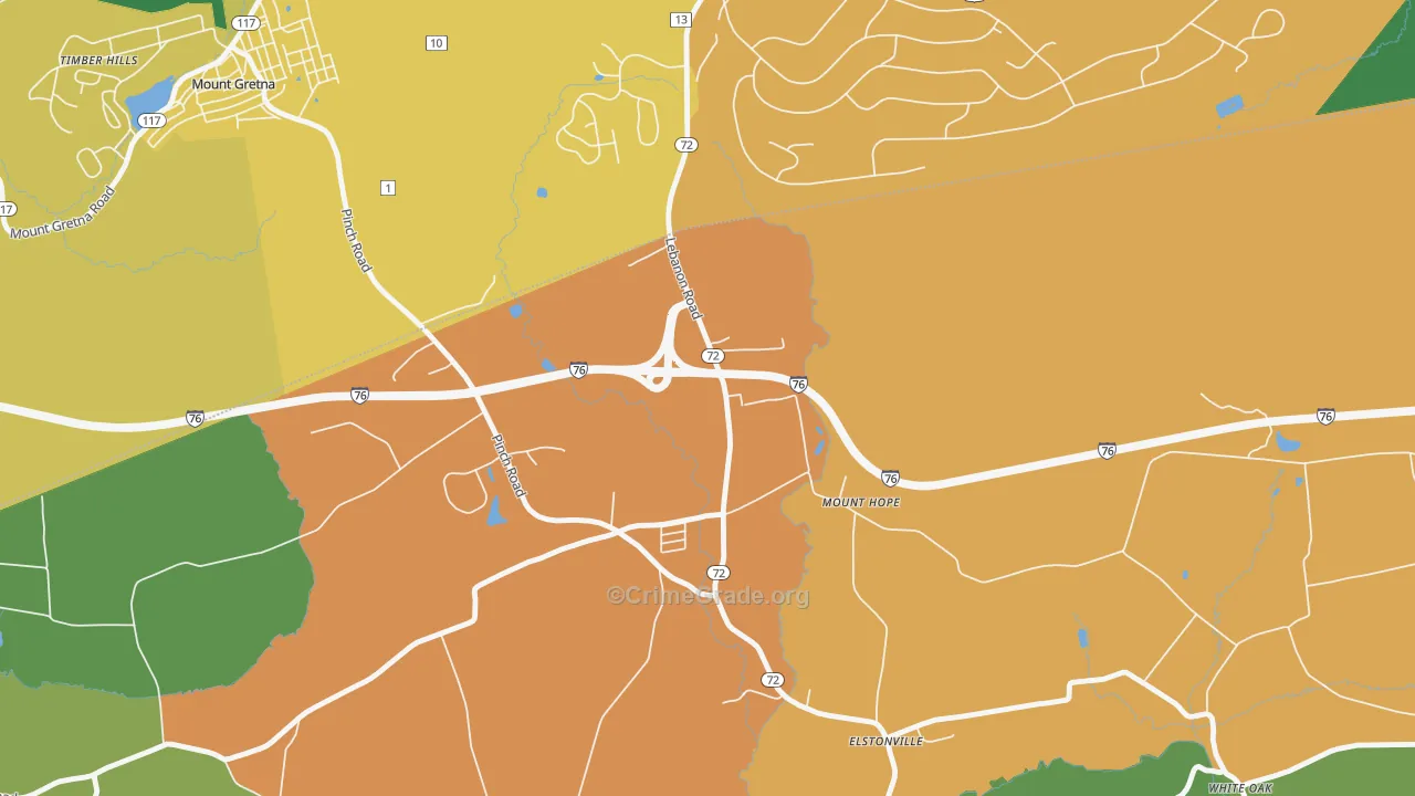 Mount Hope, PA Map of Vandalism Rates