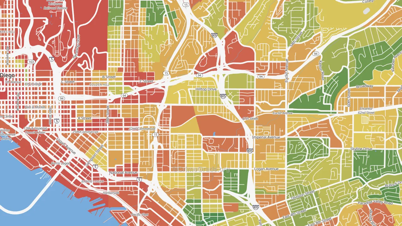 Mount Hope, San Diego, CA Map of Vandalism Rates