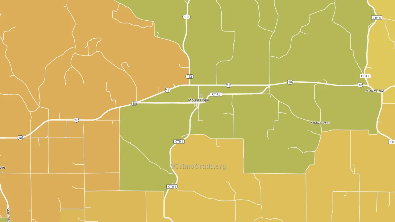 Mount Hope, WI Map of Vandalism Rates