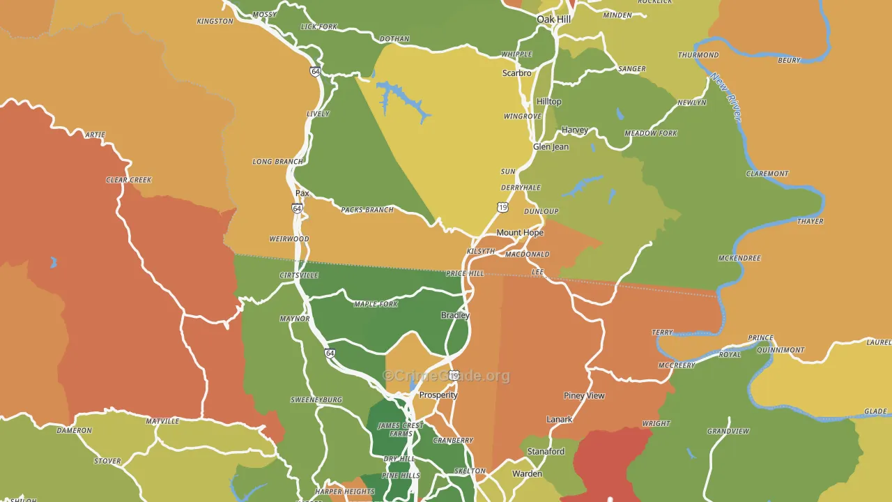 Mount Hope, WV Map of Vandalism Rates