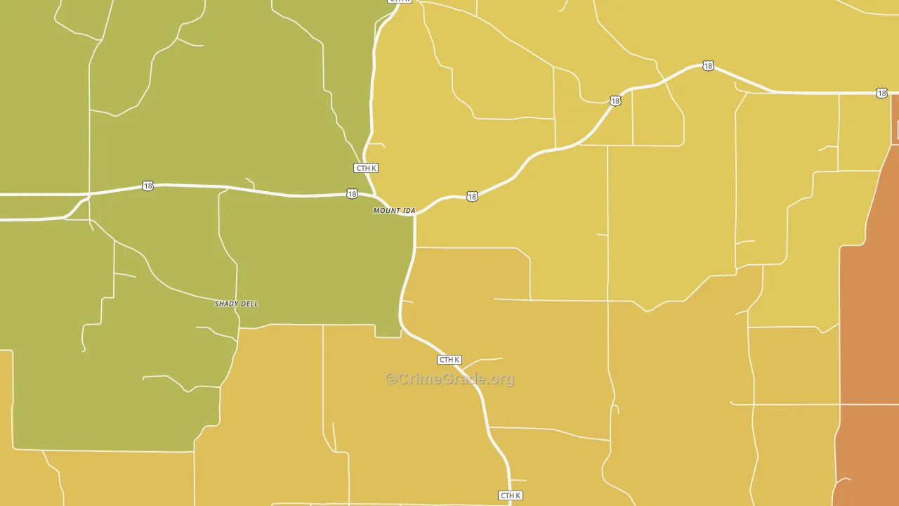 Mount Ida, WI Map of Vandalism Rates