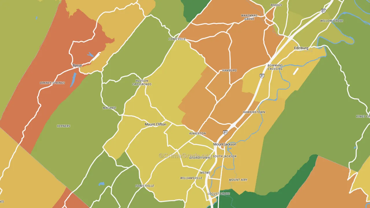Mount Jackson, VA Map of Vandalism Rates