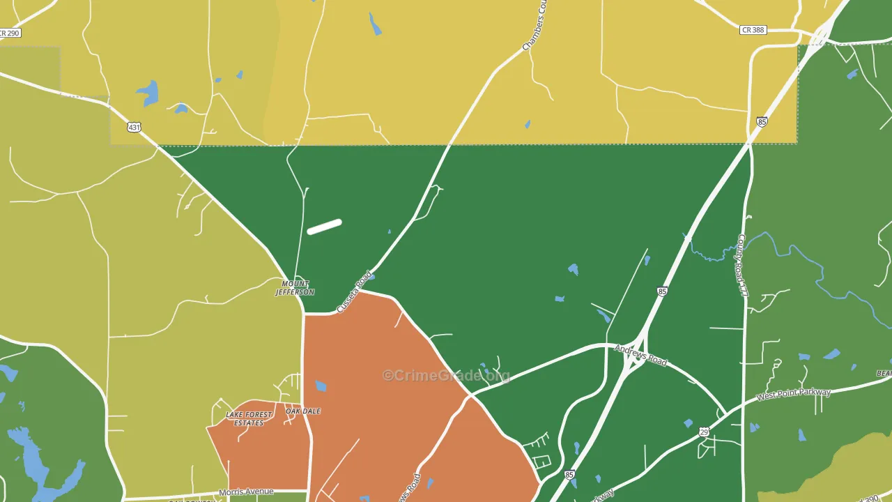 Mount Jefferson, AL Map of Vandalism Rates