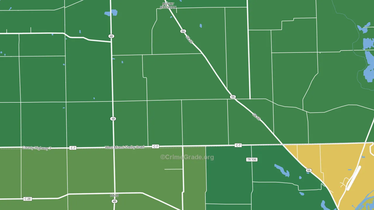 Mount Jefferson, OH Map of Vandalism Rates