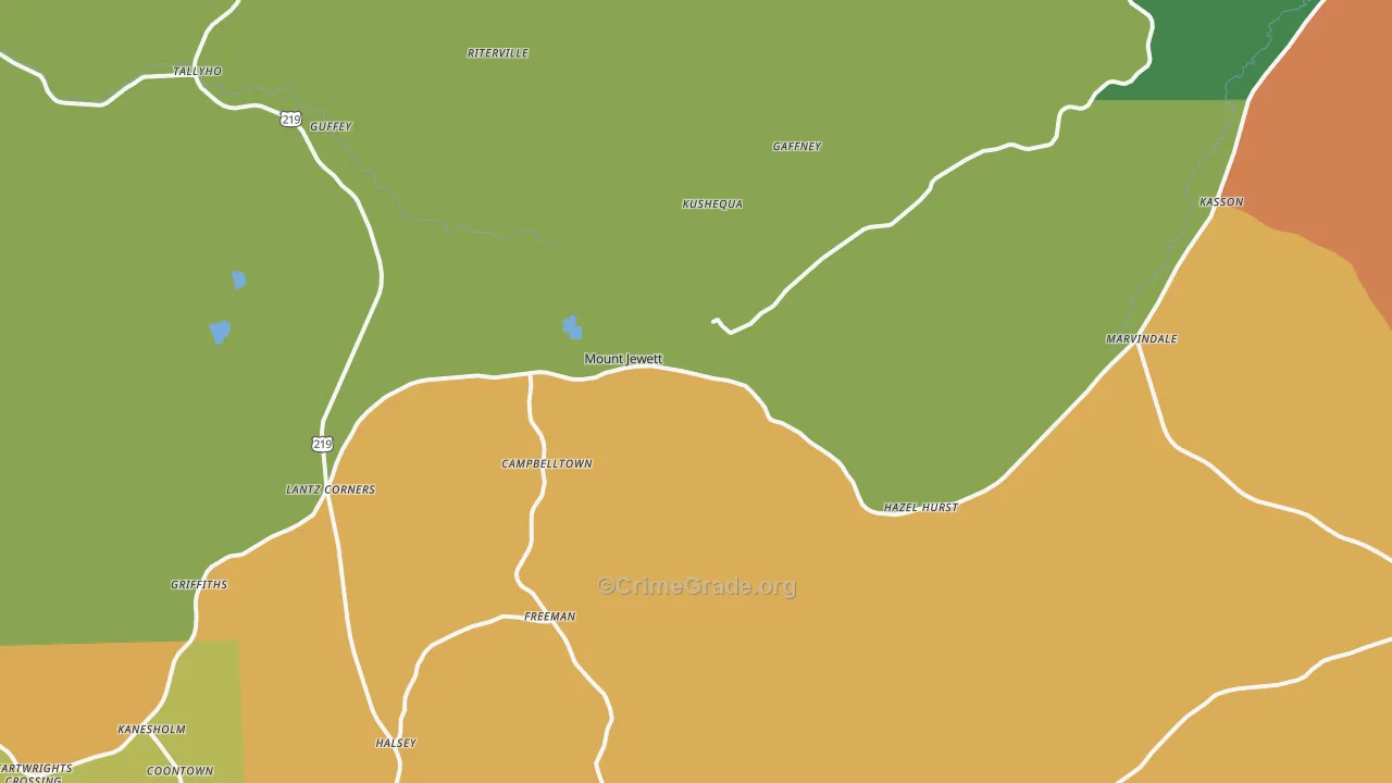 Mount Jewett, PA Map of Vandalism Rates