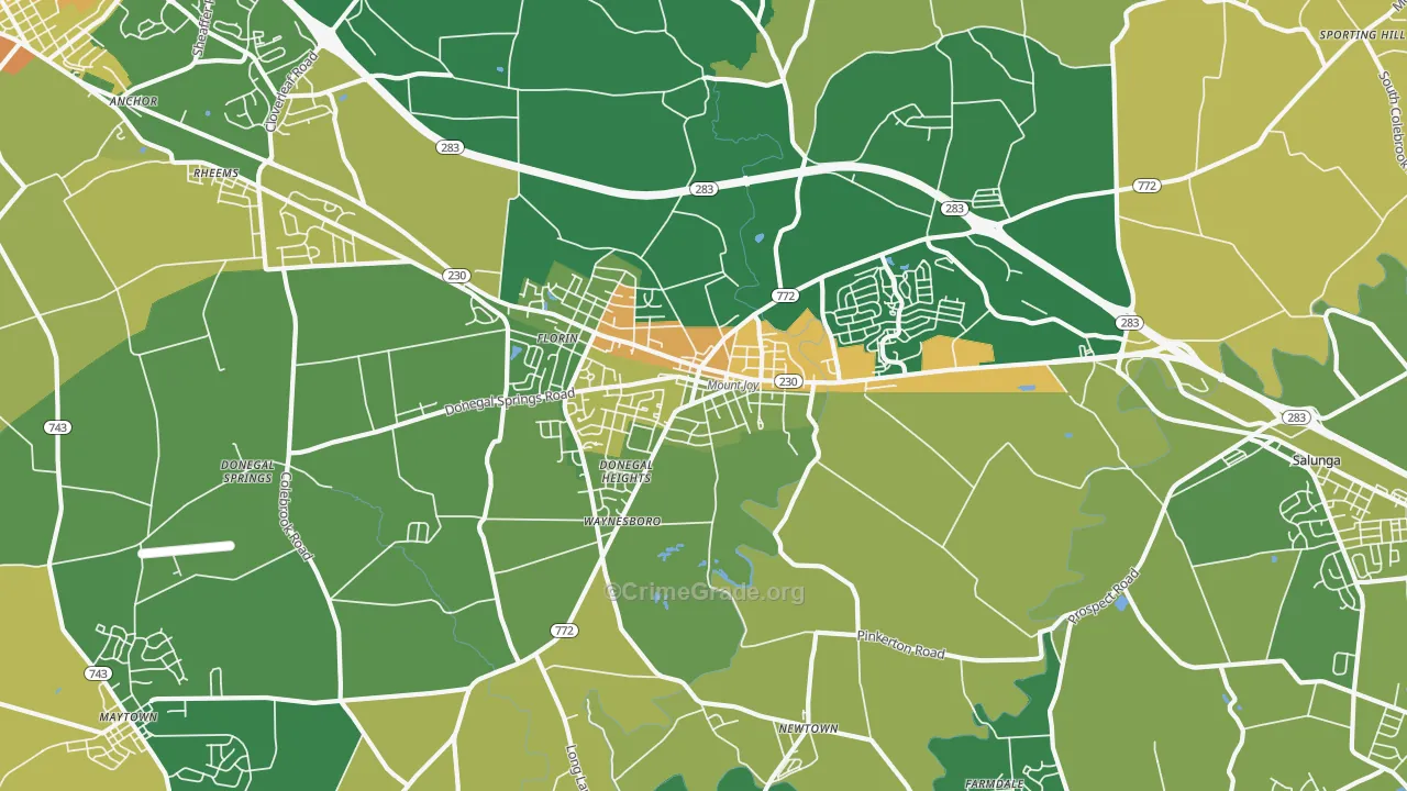 Mount Joy, PA Map of Vandalism Rates