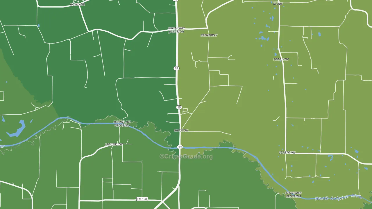 Mount Joy, TX Map of Vandalism Rates
