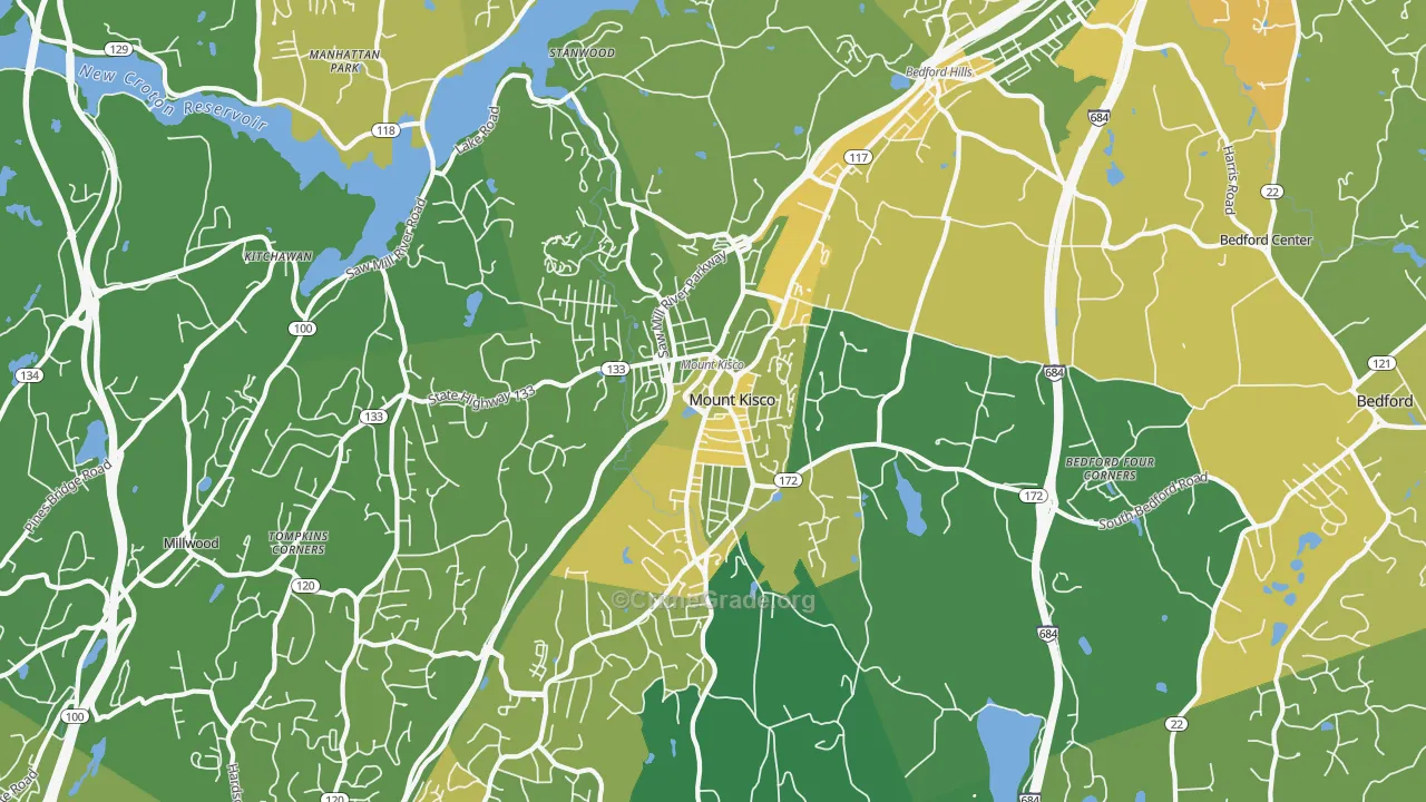 Mount Kisco, NY Map of Vandalism Rates