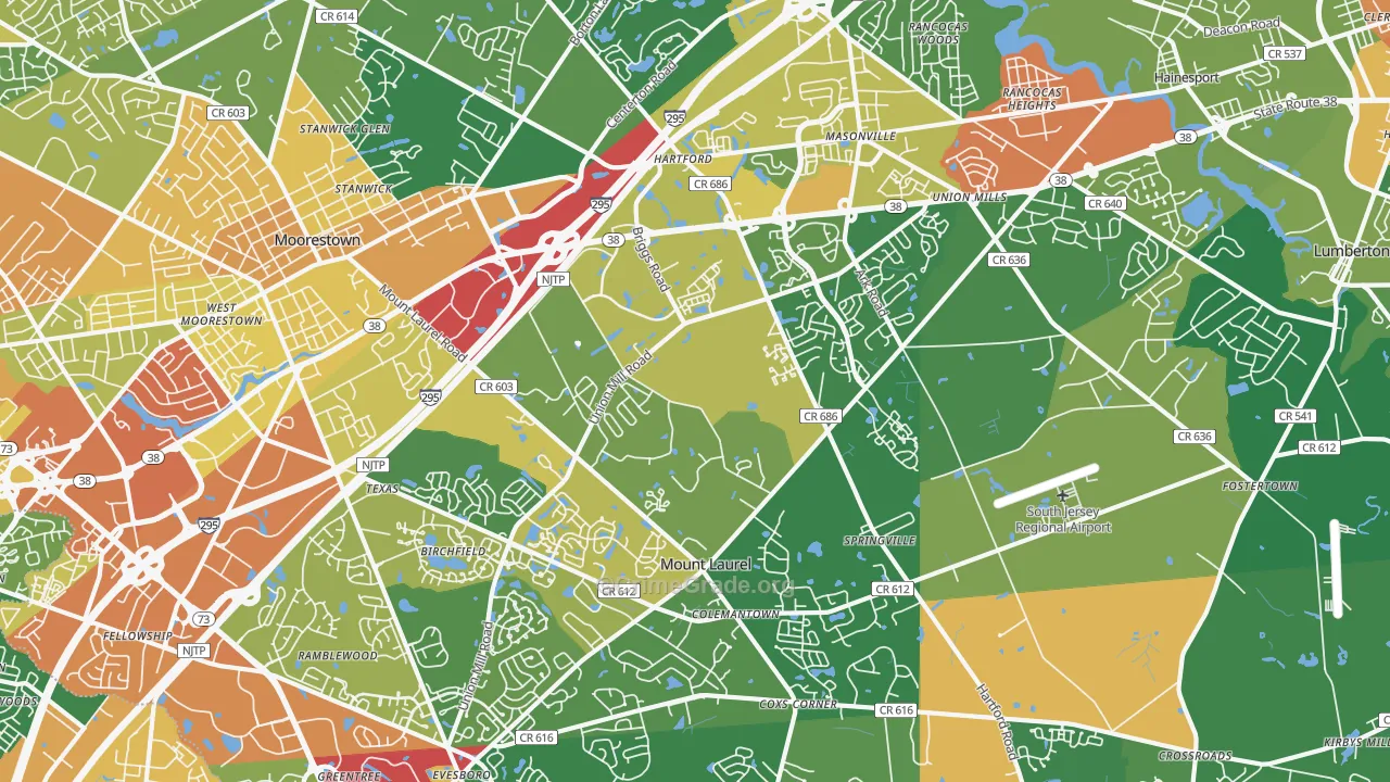 Mount Laurel, NJ Map of Vandalism Rates