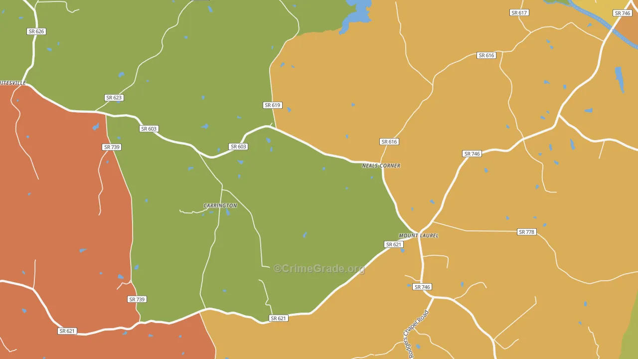 Mount Laurel, VA Map of Vandalism Rates