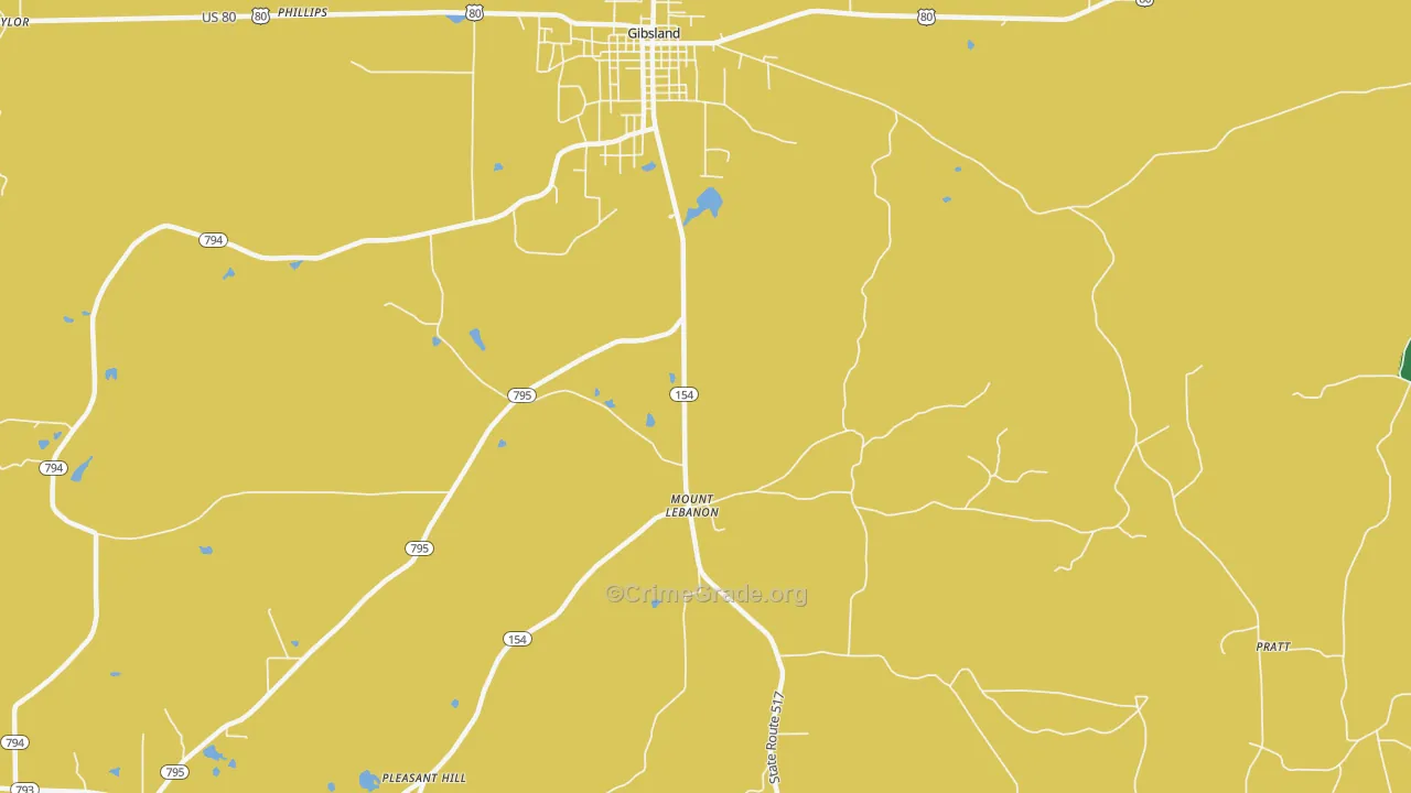 Mount Lebanon, LA Map of Vandalism Rates