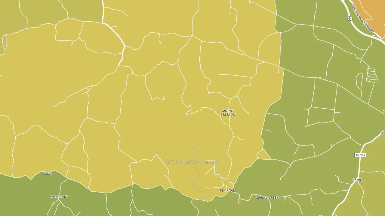 Mount Lebanon, TN Map of Vandalism Rates