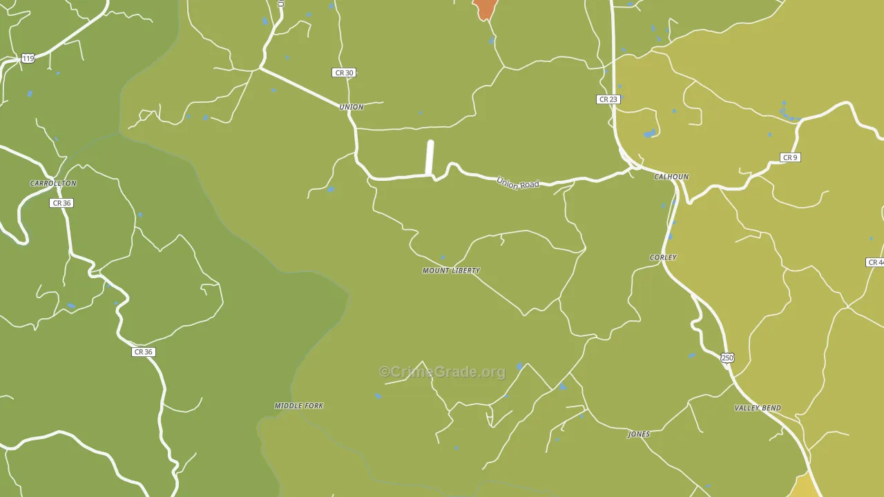 Mount Liberty, WV Map of Vandalism Rates