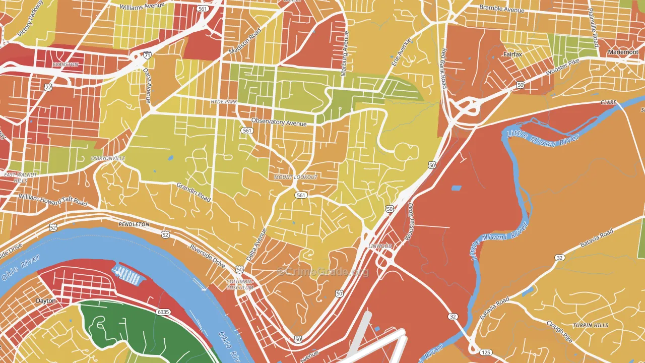 Mount Lookout, Cincinnati, OH Map of Vandalism Rates