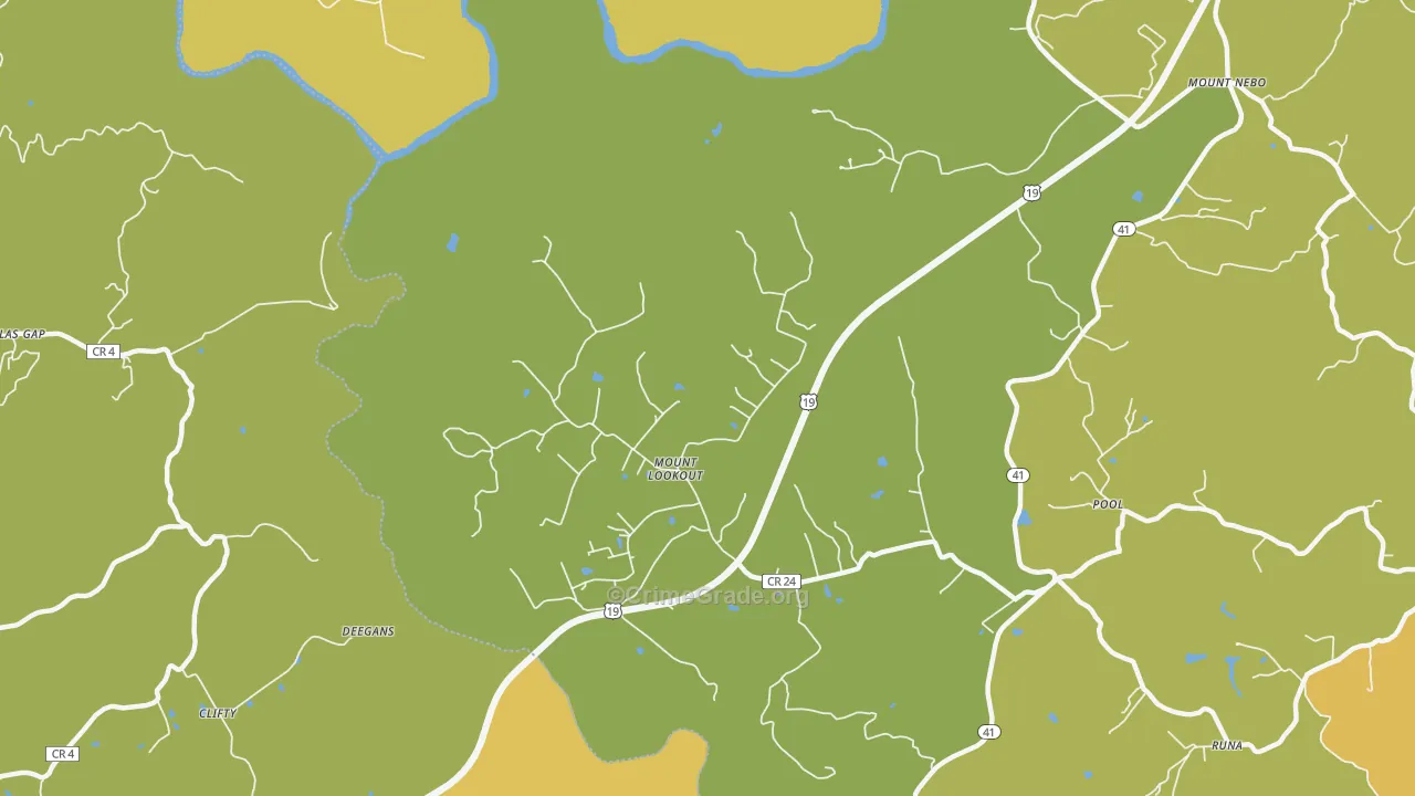 Mount Lookout, WV Map of Vandalism Rates