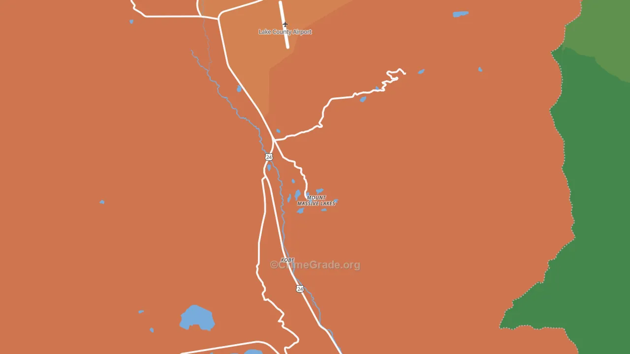 Mount Massive Lakes, CO Map of Vandalism Rates