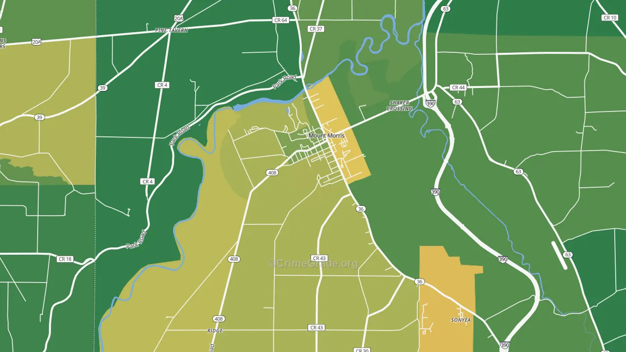 Mount Morris, NY Map of Vandalism Rates