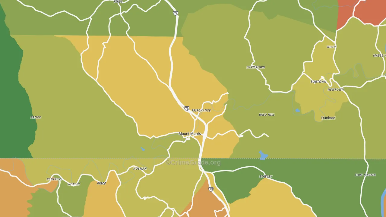 Mount Morris, PA Map of Vandalism Rates