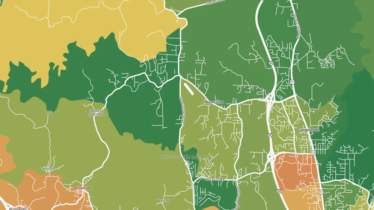 Mount Olive, AL Map of Vandalism Rates