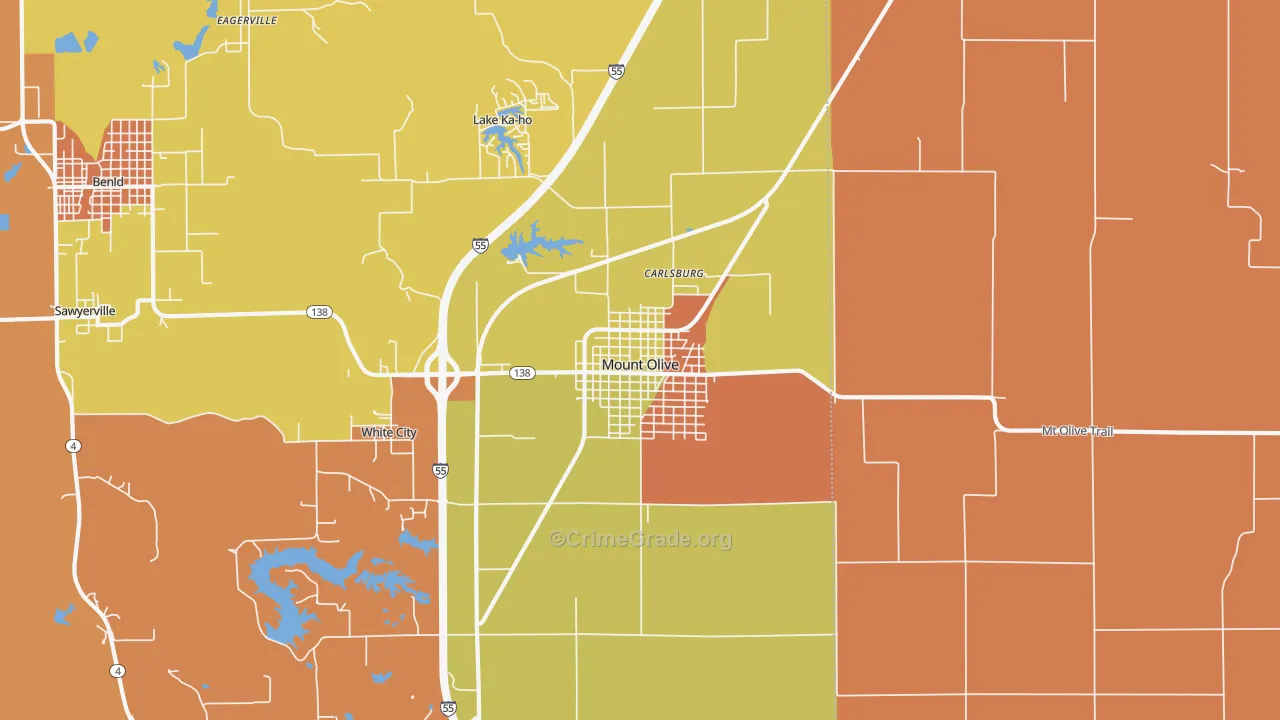 Mount Olive, IL Map of Vandalism Rates