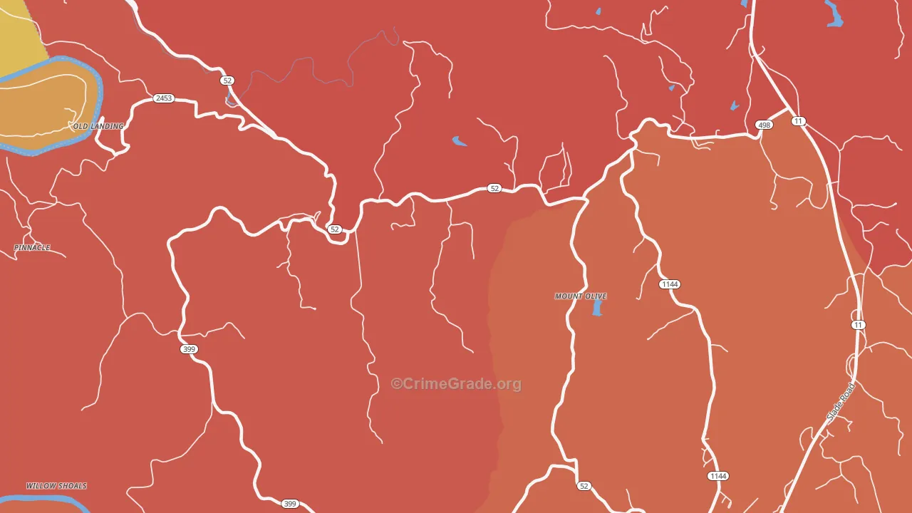 Mount Olive, KY Map of Vandalism Rates