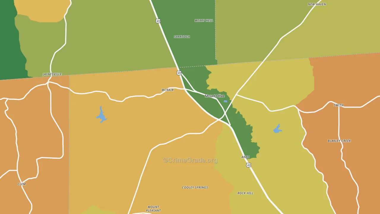 Mount Olive, MS Map of Vandalism Rates