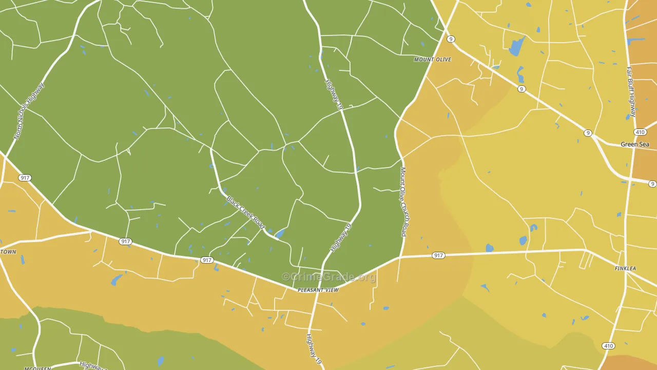 Mount Olive, SC Map of Vandalism Rates