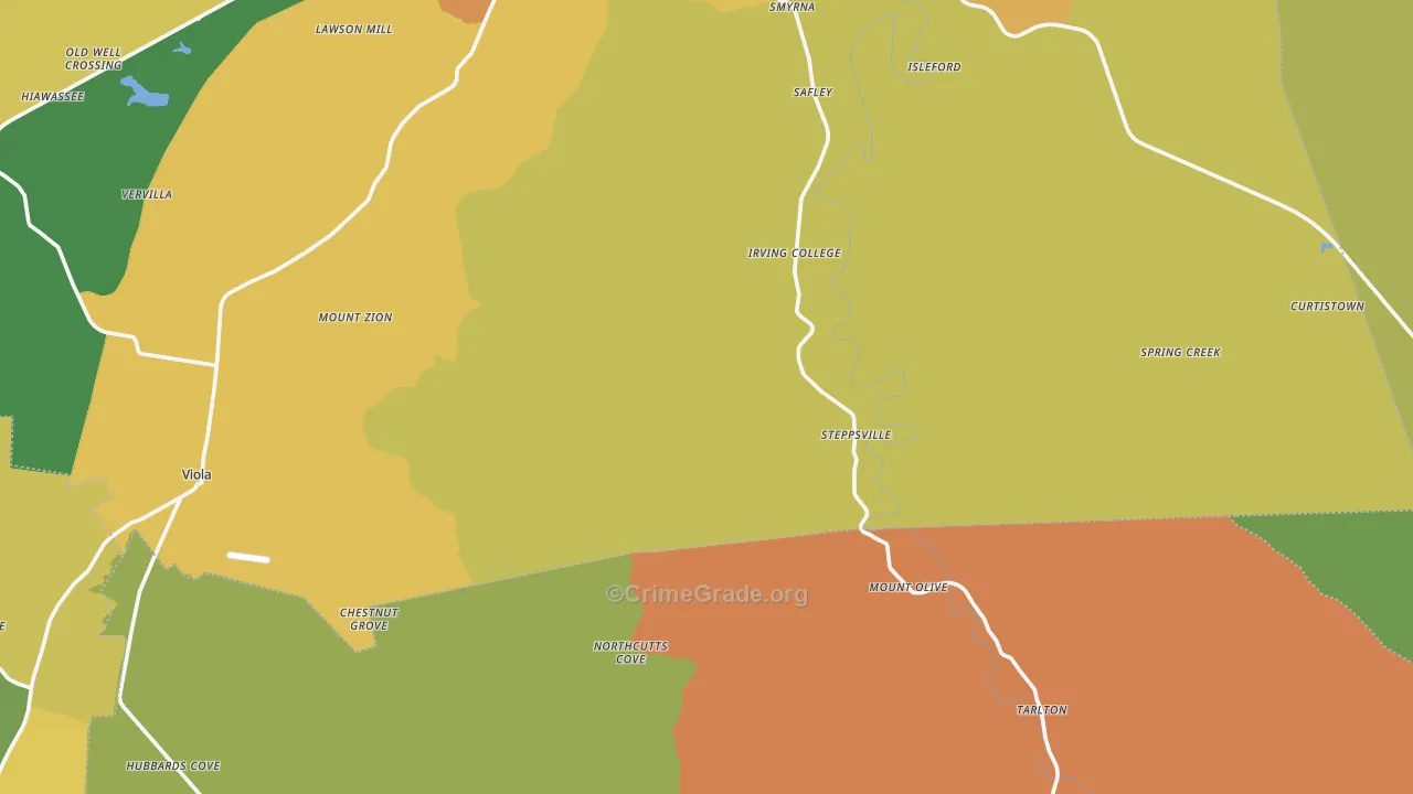 Mount Olive, TN Map of Vandalism Rates