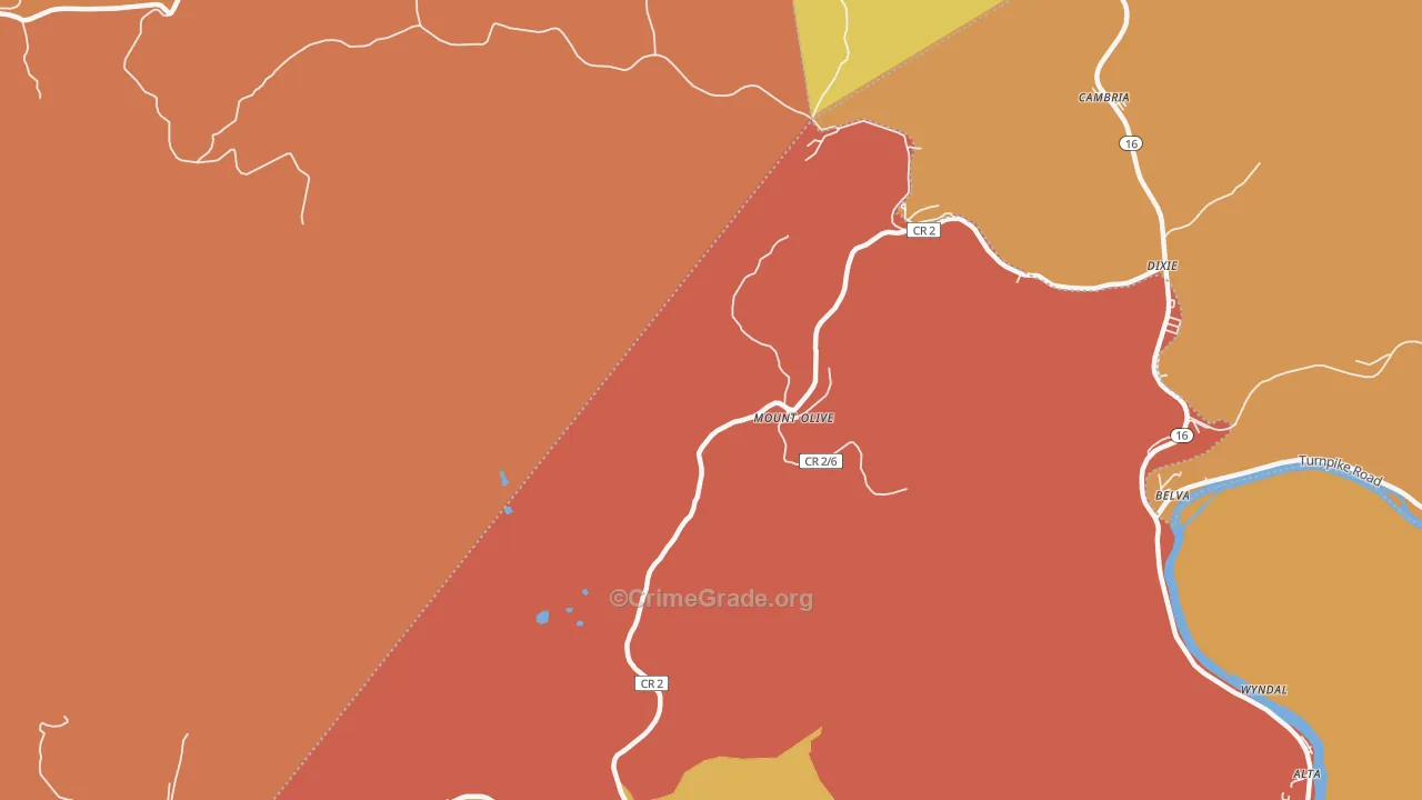 Mount Olive, WV Map of Vandalism Rates