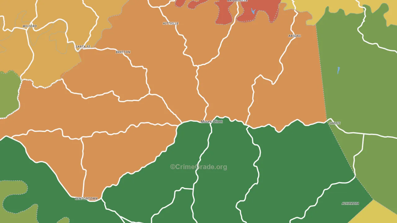 Mount Olivet, KY Map of Vandalism Rates
