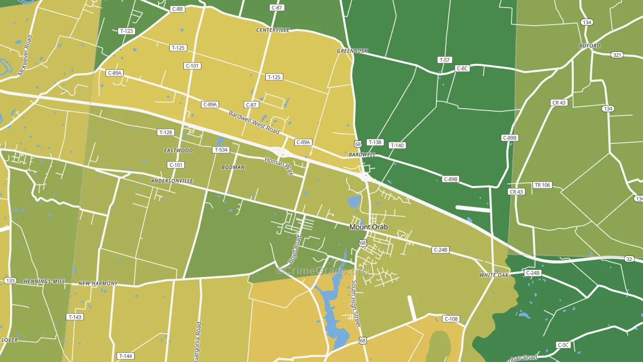 Mount Orab, OH Map of Vandalism Rates