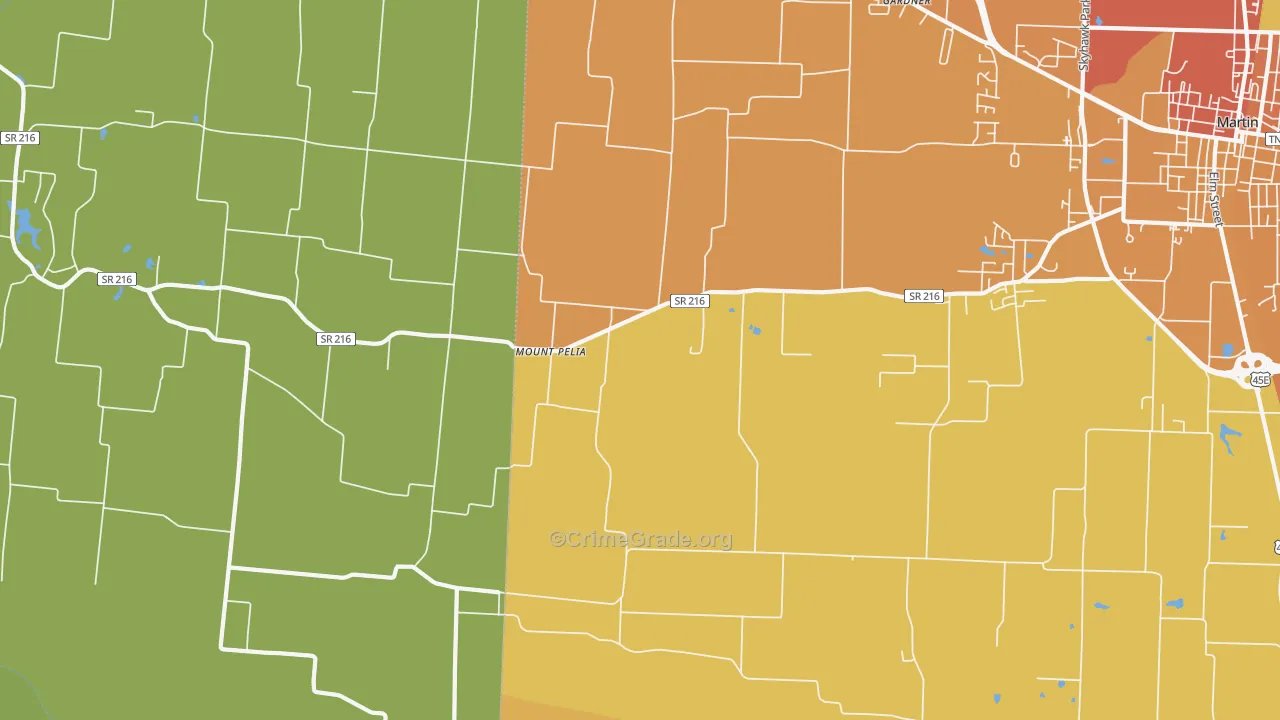Mount Pelia, TN Map of Vandalism Rates