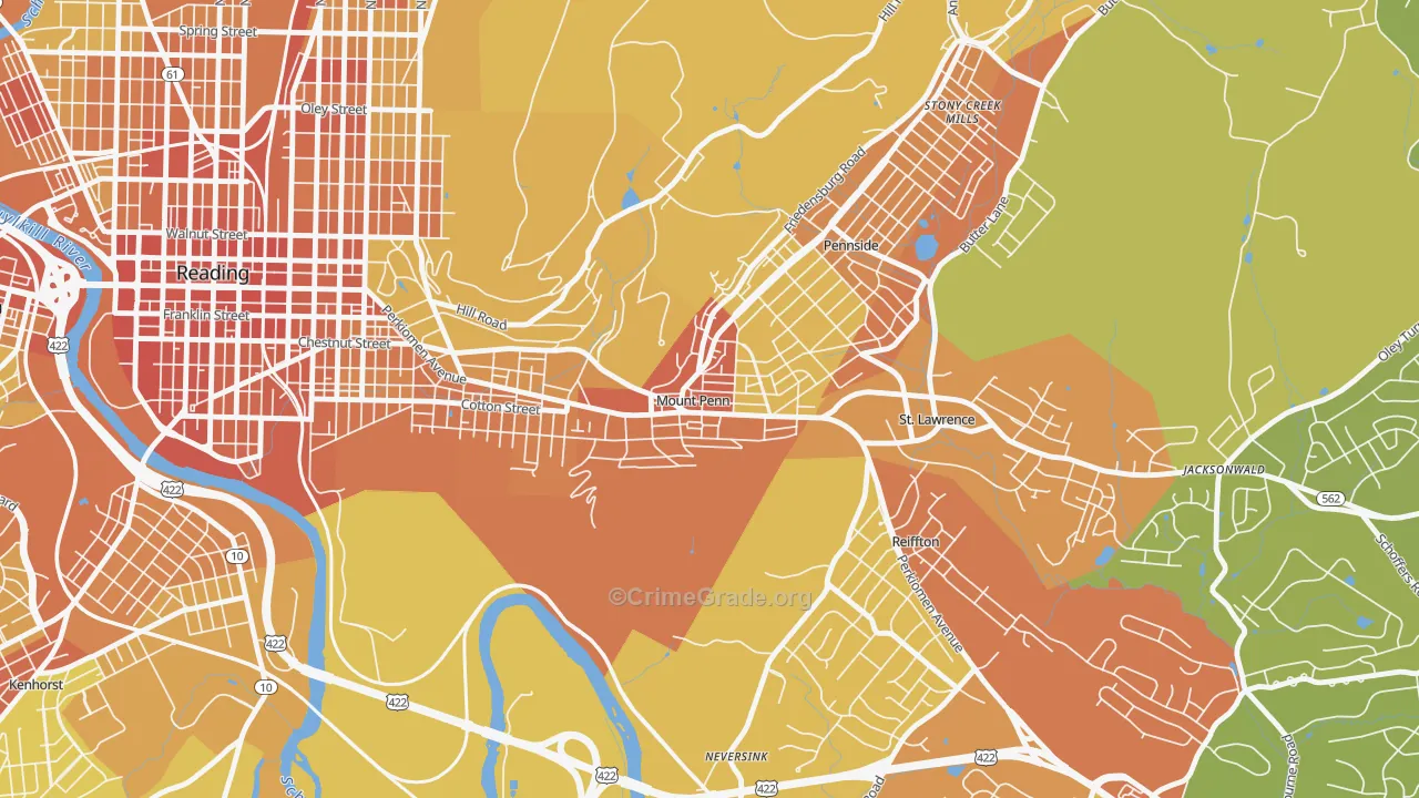 Mount Penn, PA Map of Vandalism Rates