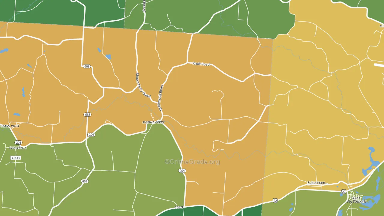 Mount Perry, OH Map of Vandalism Rates