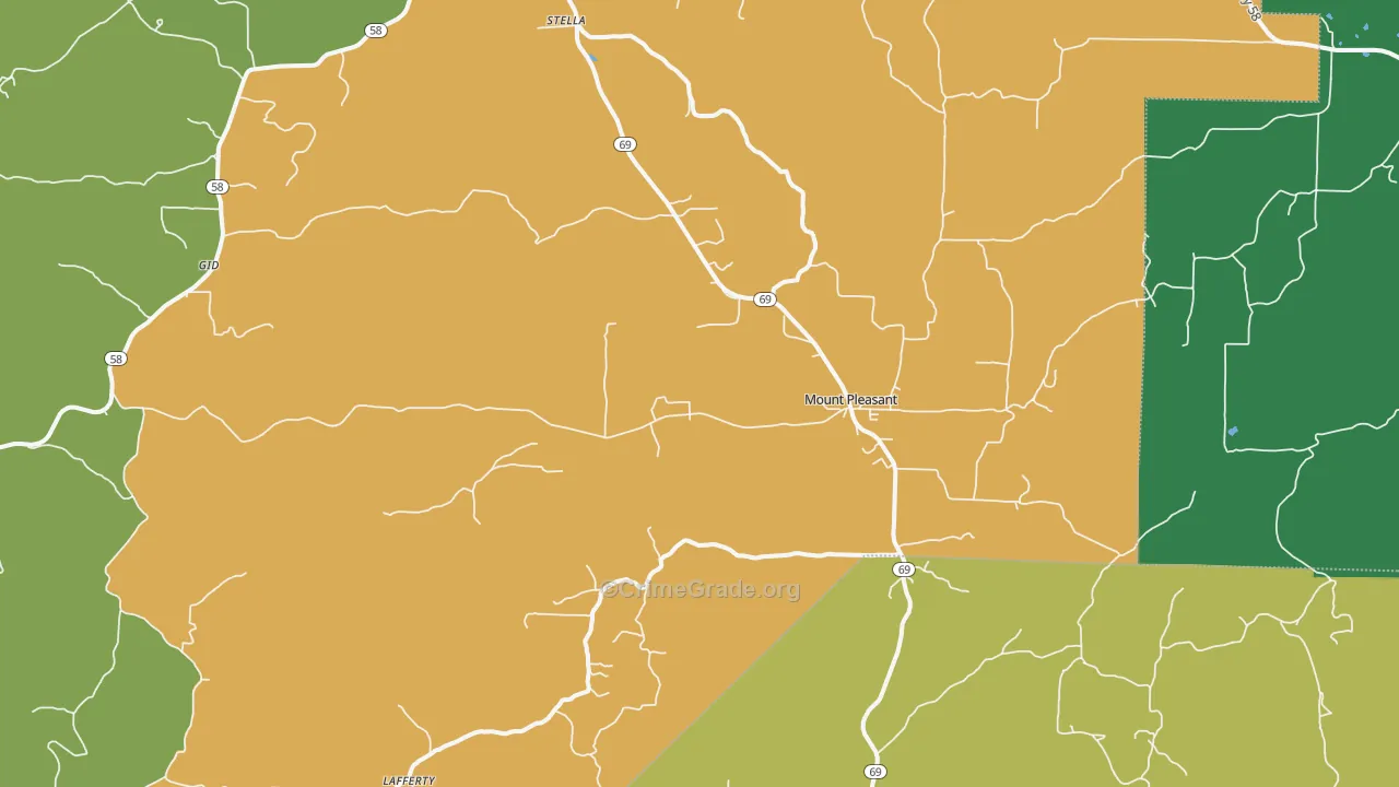 Mount Pleasant, AR Map of Vandalism Rates