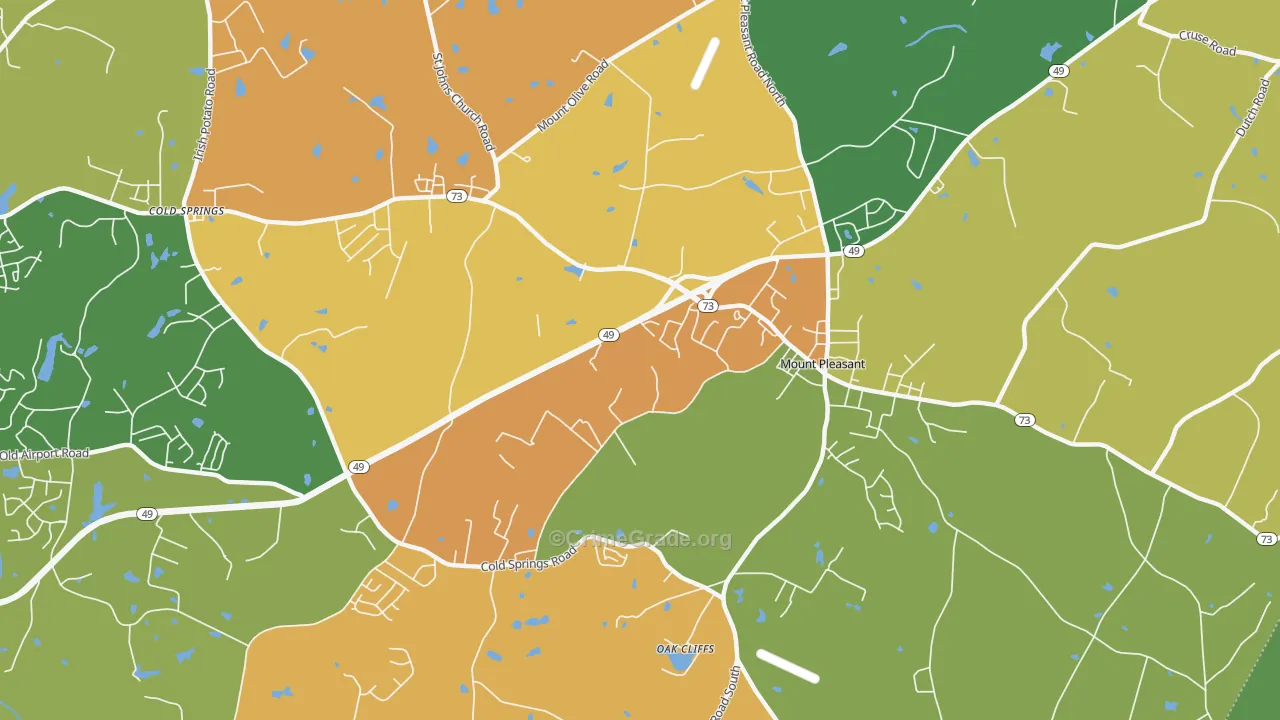 Mount Pleasant Area, Mount Pleasant, NC Map of Vandalism Rates