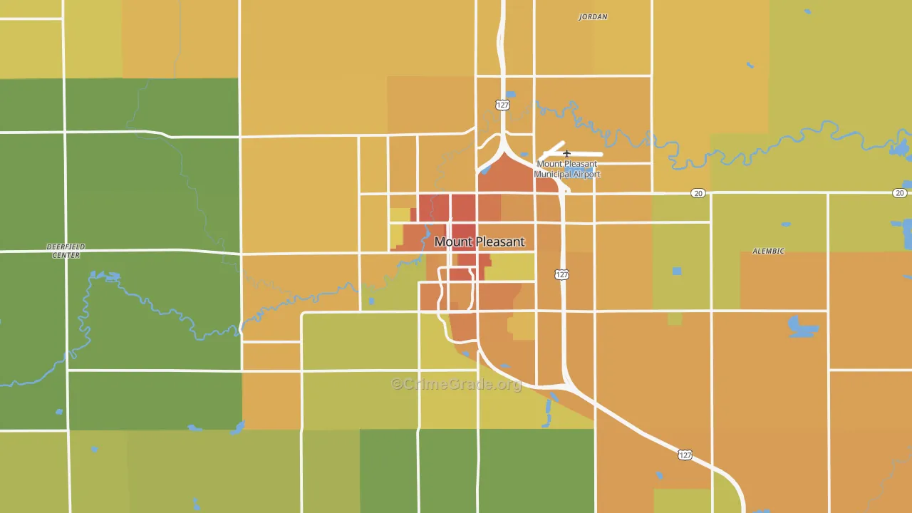 Mount Pleasant, MI Map of Vandalism Rates