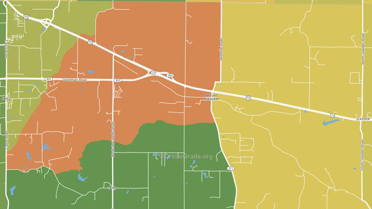 Mount Pleasant, MS Map of Vandalism Rates