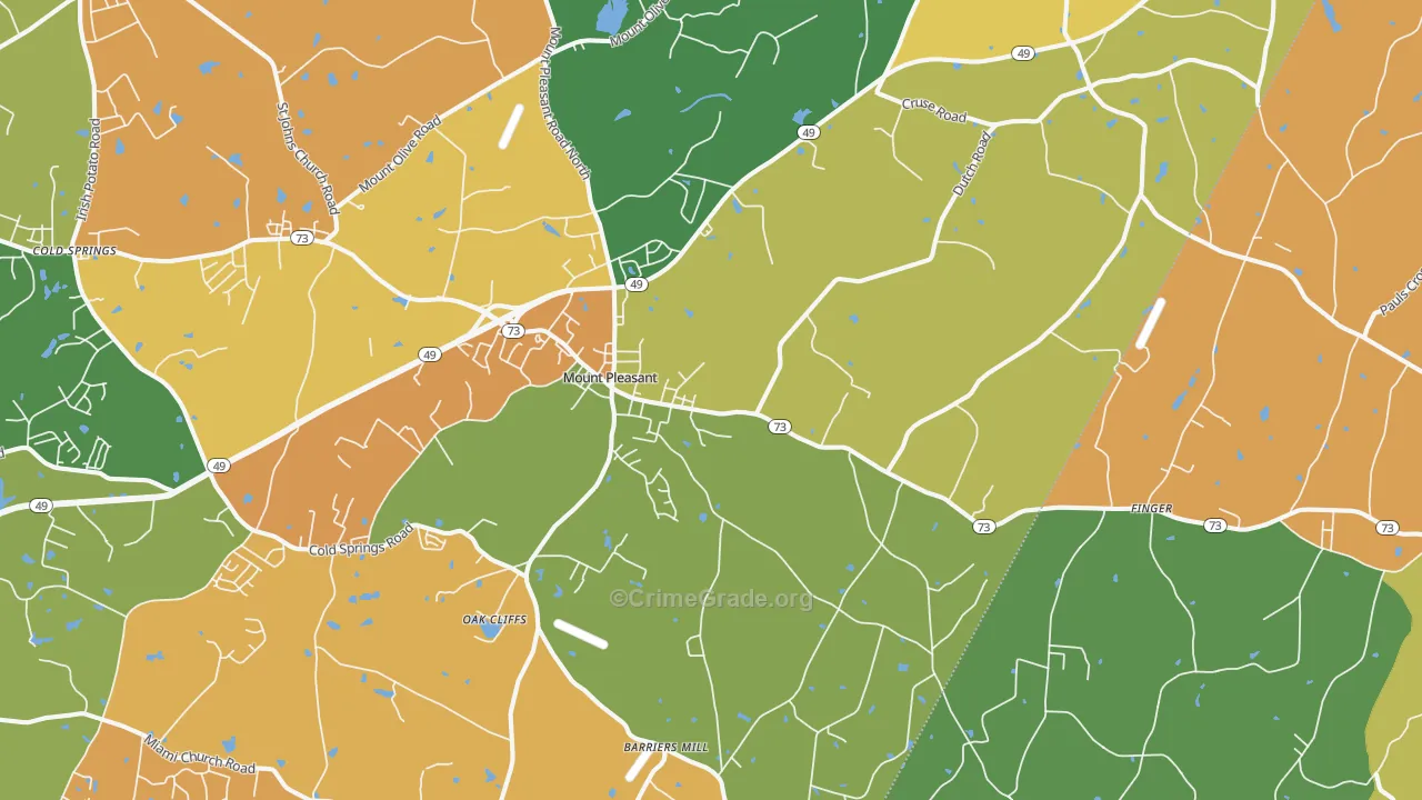 Mount Pleasant, NC Map of Vandalism Rates