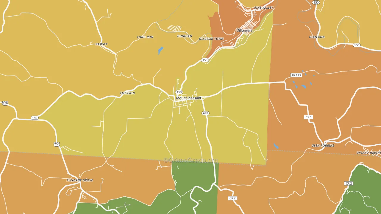 Mount Pleasant, OH Map of Vandalism Rates